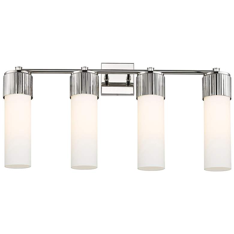 Image 1 Bolivar 31" Wide 4 Light Polished Nickel Bath Light With Matte White S