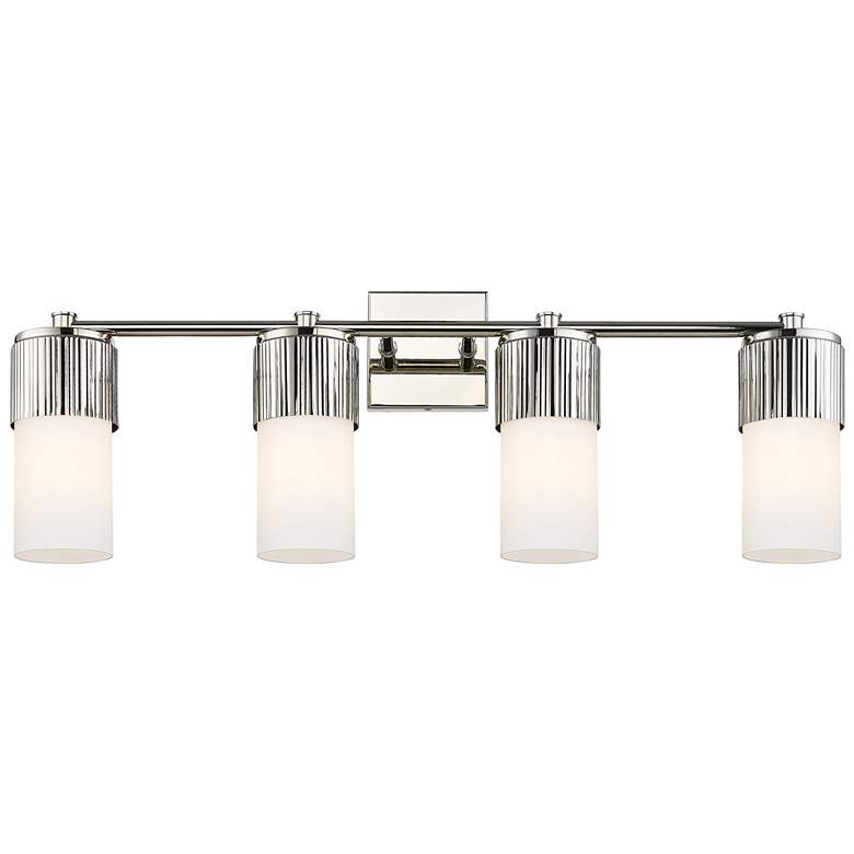 Image 1 Bolivar 31" Wide 4 Light Polished Nickel Bath Light With Matte White S
