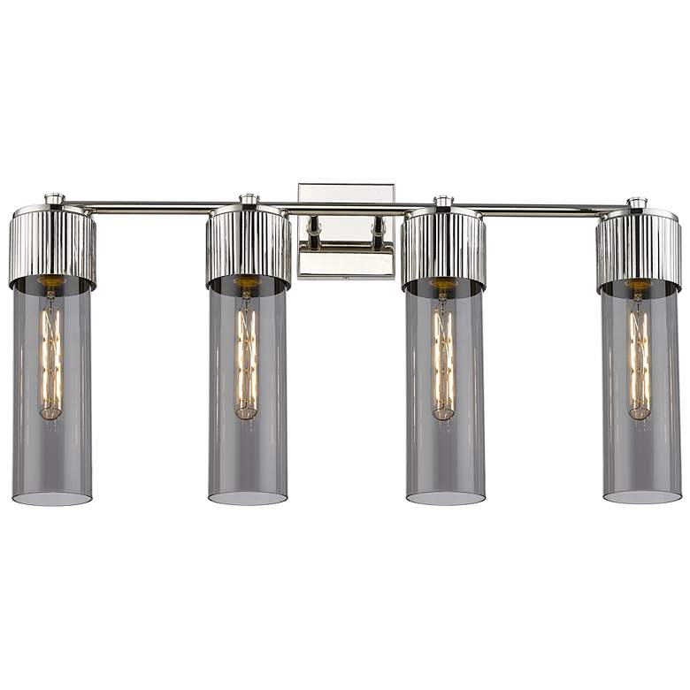 Image 1 Bolivar 31" Wide 4 Light Polished Nickel Bath Light With Plated Smoke