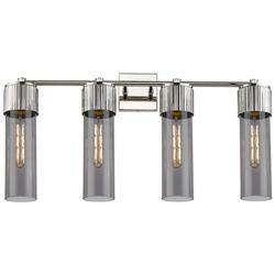 Bolivar 31&quot; Wide 4 Light Polished Nickel Bath Light With Plated Smoke