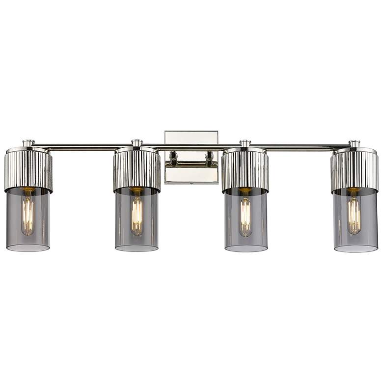 Image 1 Bolivar 31 inch Wide 4 Light Polished Nickel Bath Light With Plated Smoke 