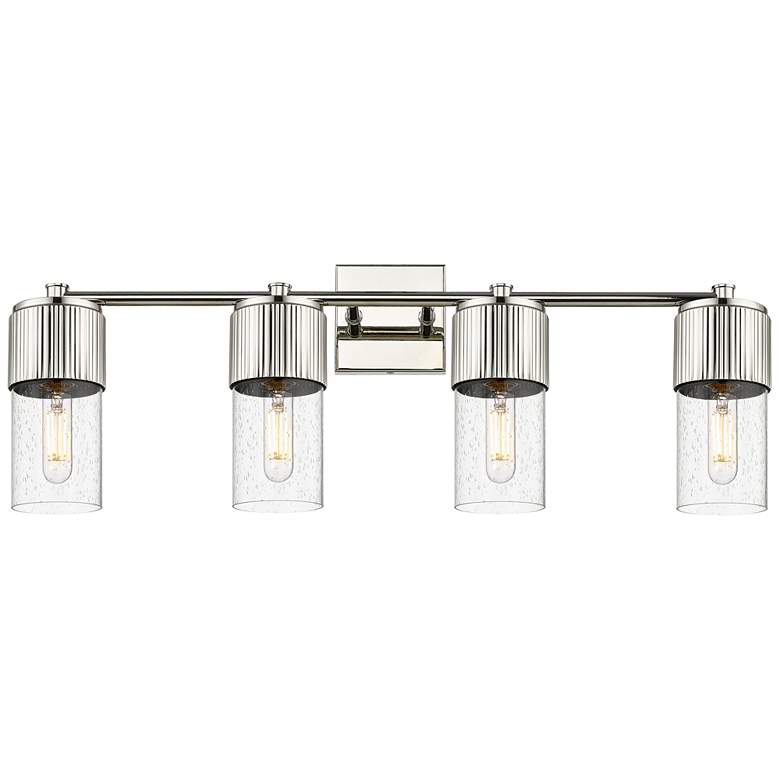 Image 1 Bolivar 31" Wide 4 Light Polished Nickel Bath Light With Seedy Glass S