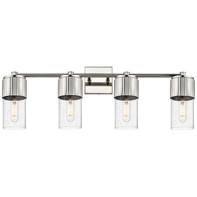 Image 1 Bolivar 31 inch Wide 4 Light Polished Nickel Bath Light With Seedy Glass S