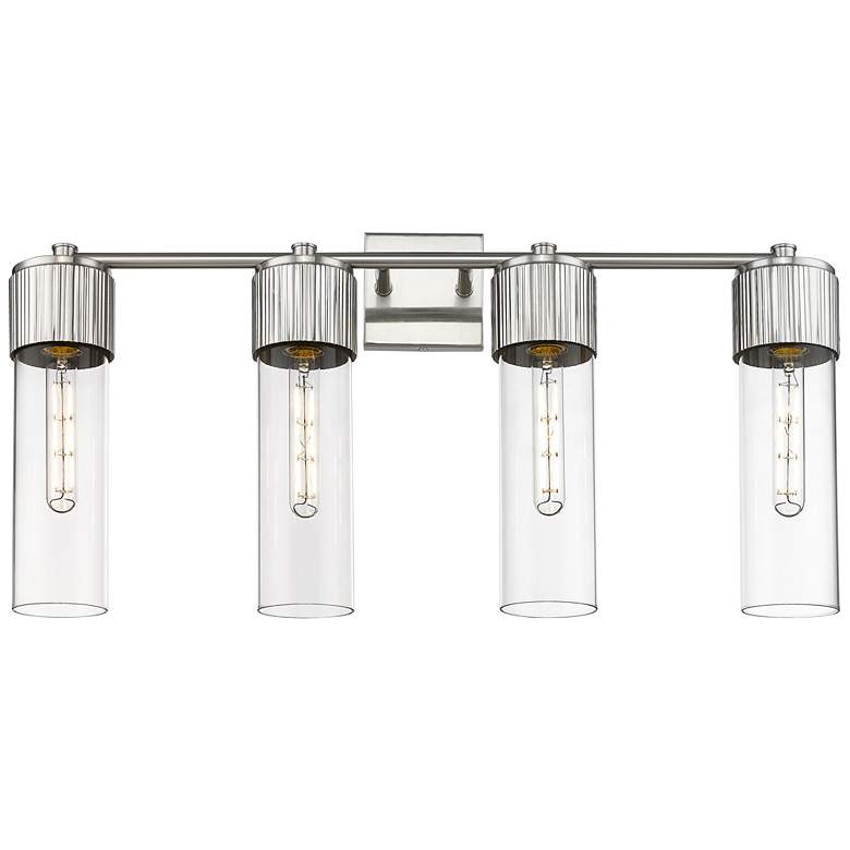 Image 1 Bolivar 31" Wide 4 Light Satin Nickel Bath Light With Clear Glass Shad