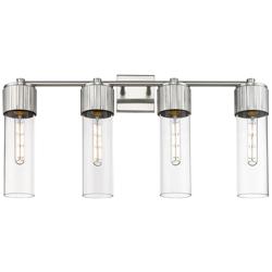 Bolivar 31&quot; Wide 4 Light Satin Nickel Bath Light With Clear Glass Shad