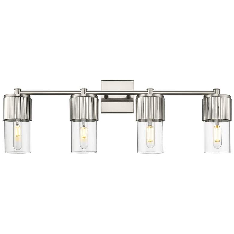 Image 1 Bolivar 31 inch Wide 4 Light Satin Nickel Bath Light With Clear Glass Shad