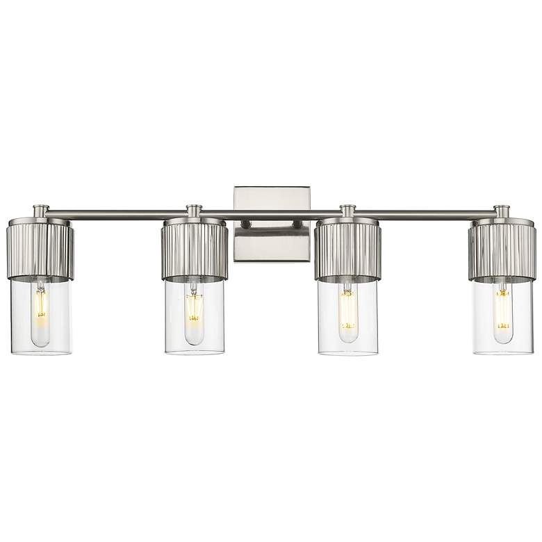 Image 1 Bolivar 31" Wide 4 Light Satin Nickel Bath Light With Clear Glass Shad