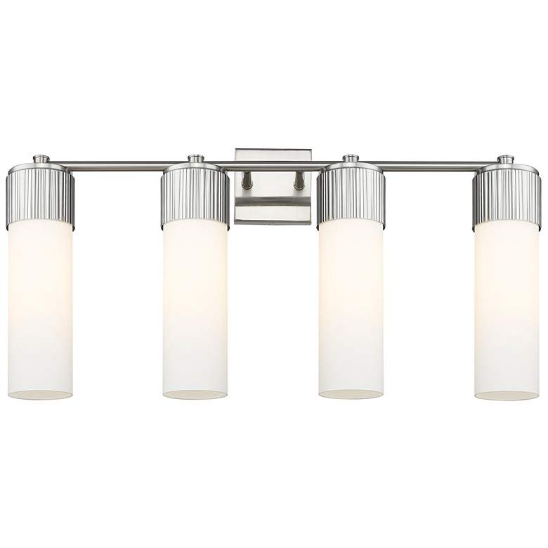 Image 1 Bolivar 31" Wide 4 Light Satin Nickel Bath Light With Matte White Shad