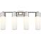 Bolivar 31" Wide 4 Light Satin Nickel Bath Light With Matte White Shad