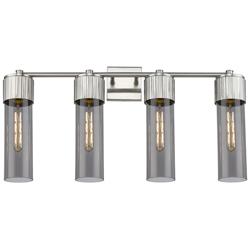 Bolivar 31" Wide 4 Light Satin Nickel Bath Light With Plated Smoke Sha