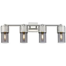 Bolivar 31" Wide 4 Light Satin Nickel Bath Light With Plated Smoke Sha