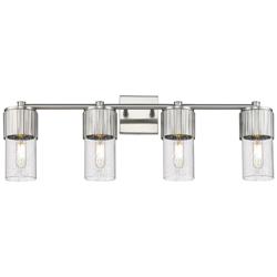 Bolivar 31" Wide 4 Light Satin Nickel Bath Light With Seedy Glass Shad