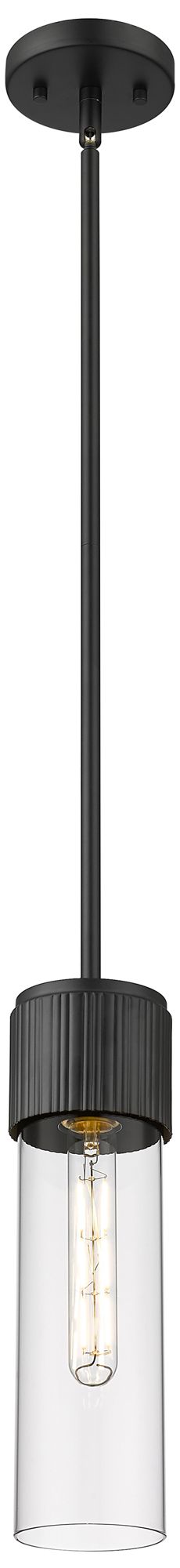 Bolivar 4 3/4" Wide Matte Black and Clear Glass Mini Pendant