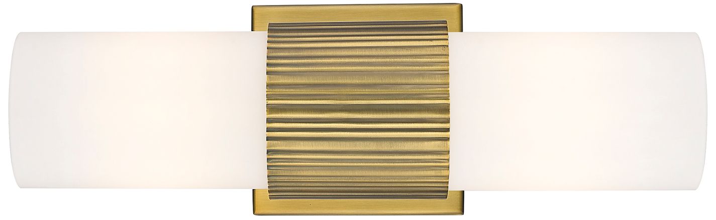 Image 2 Bolivar 4" Wide 2 Light Brushed Brass Bath Light With Matte White Shad more views