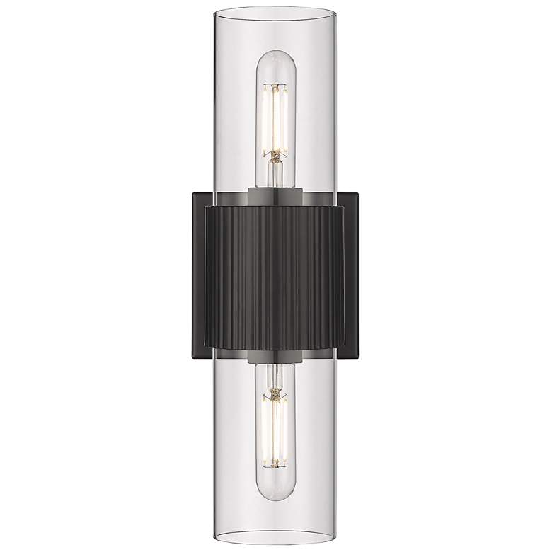 Image 1 Bolivar 4" Wide 2 Light Matte Black Bath Light With Clear Glass Shade