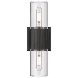 Bolivar 4" Wide 2 Light Matte Black Bath Light With Clear Glass Shade