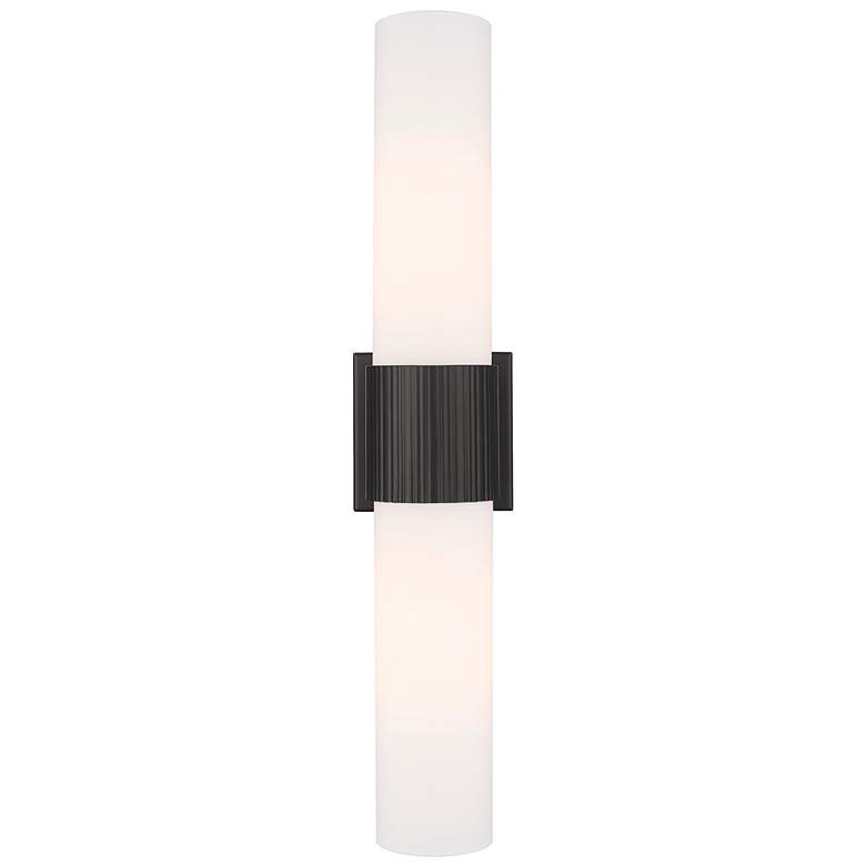 Image 1 Bolivar 4" Wide 2 Light Matte Black Bath Light With Matte White Glass
