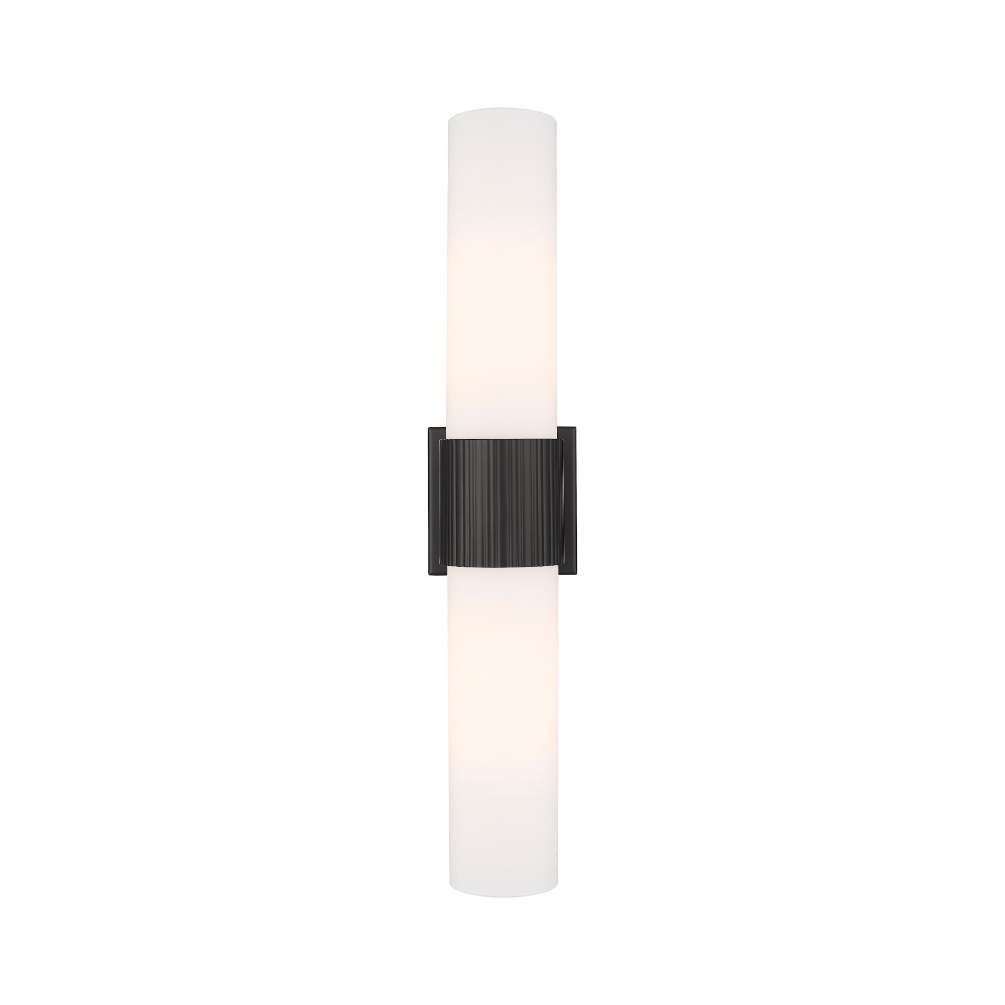 Image 2 Bolivar 4" Wide 2 Light Matte Black Bath Light With Matte White Glass  more views