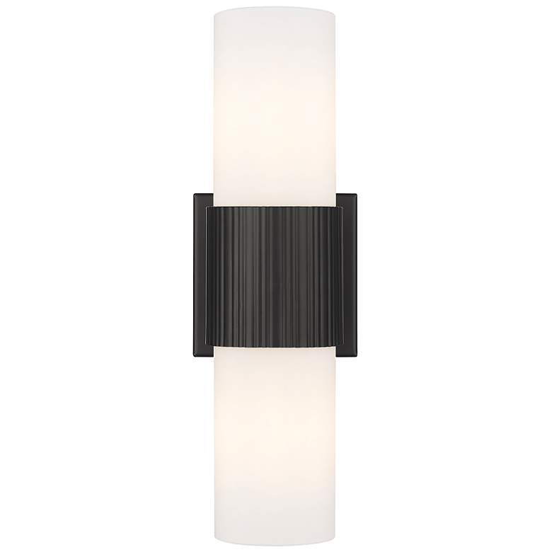 Image 1 Bolivar 4" Wide 2 Light Matte Black Bath Light With Matte White Glass