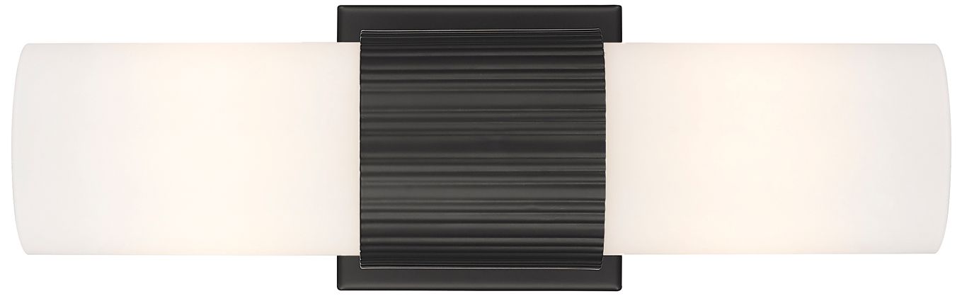 Image 2 Bolivar 4" Wide 2 Light Matte Black Bath Light With Matte White Glass  more views