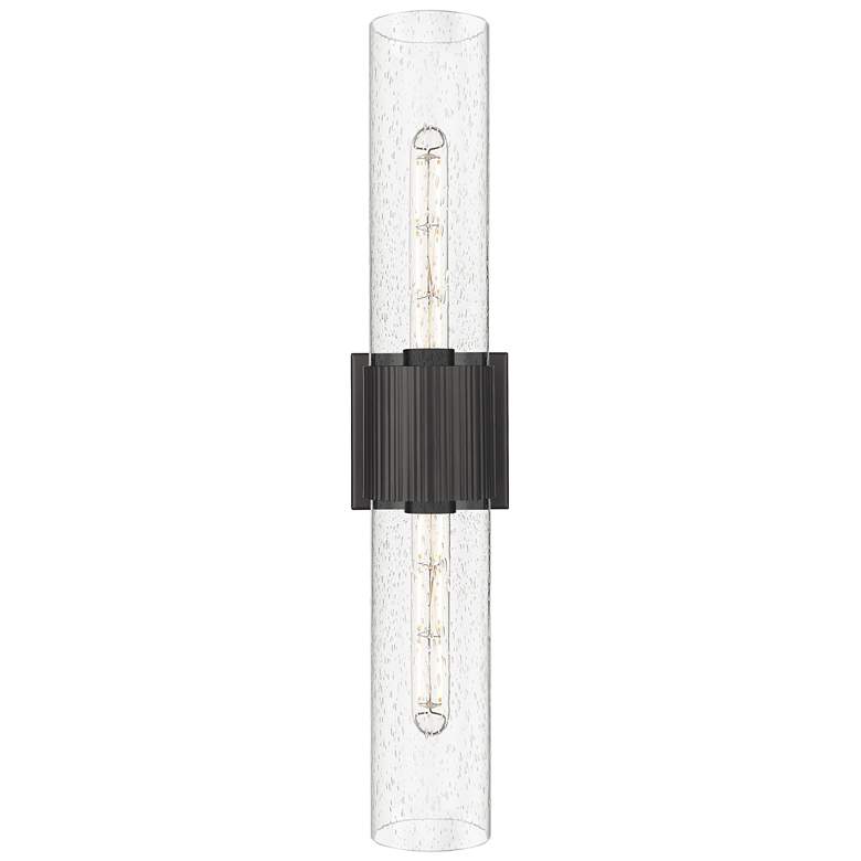 Image 1 Bolivar 4" Wide 2 Light Matte Black Bath Light With Seedy Glass Shade