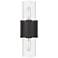 Bolivar 4" Wide 2 Light Matte Black Bath Light With Seedy Glass Shade