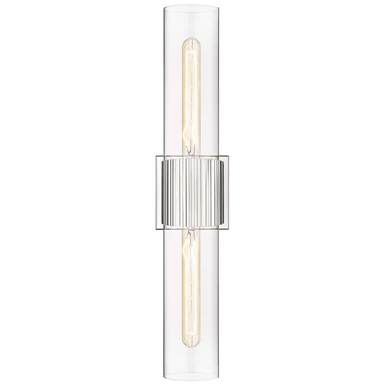 Image 1 Bolivar 4" Wide 2 Light Polished Nickel Bath Light With Clear Glass Sh