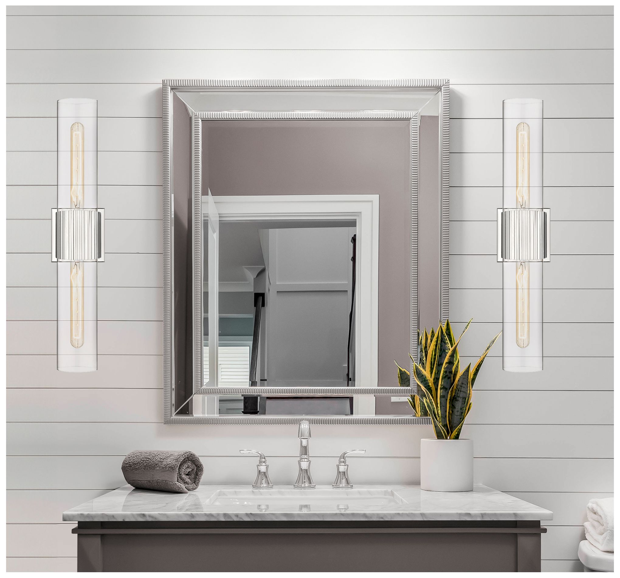 Image 3 Bolivar 4" Wide 2 Light Polished Nickel Bath Light With Clear Glass Sh more views