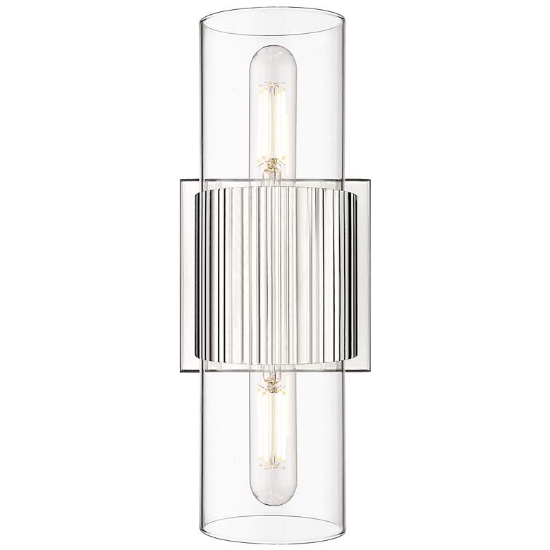 Image 1 Bolivar 4" Wide 2 Light Polished Nickel Bath Light With Clear Glass Sh