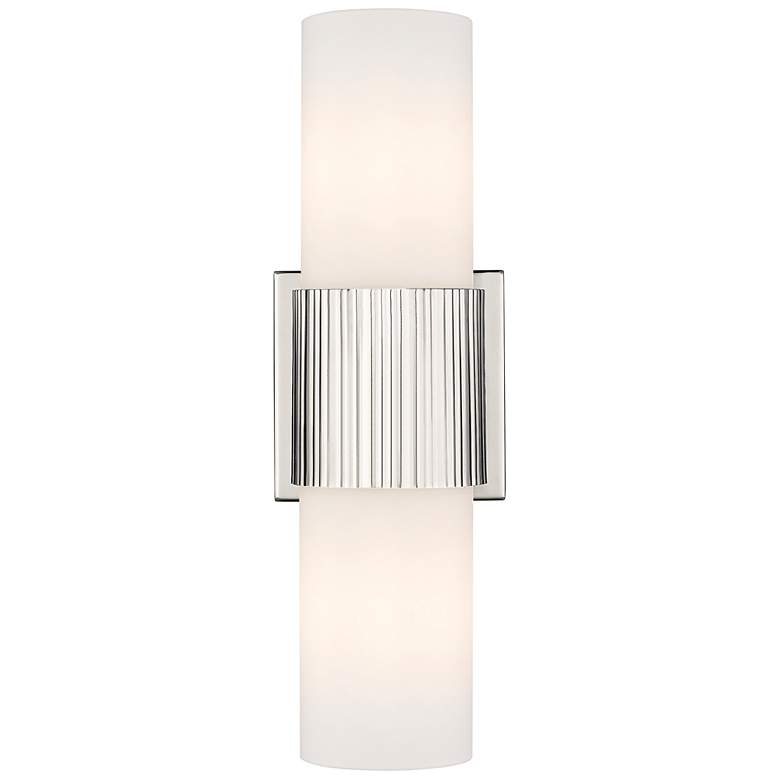 Image 1 Bolivar 4" Wide 2 Light Polished Nickel Bath Light With Matte White Sh