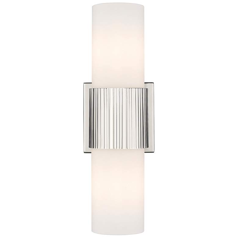 Image 1 Bolivar 4 inch Wide 2 Light Polished Nickel Bath Light With Matte White Sh