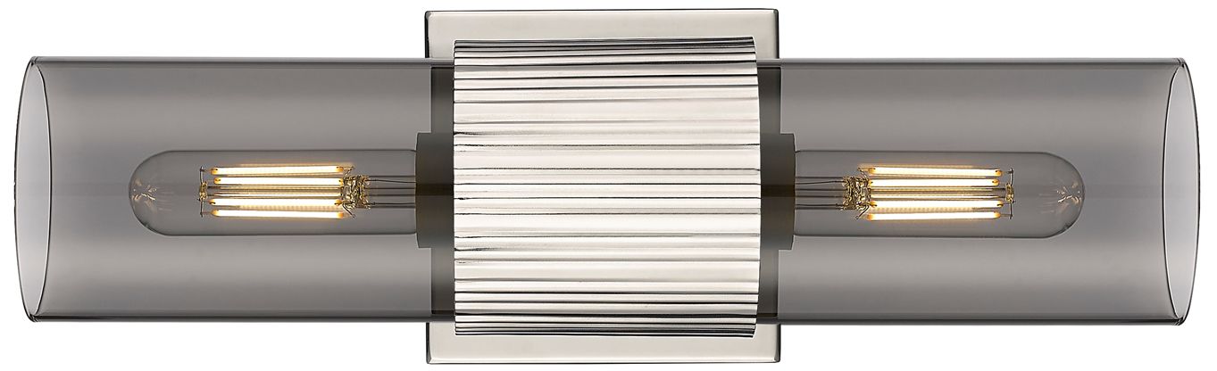 Image 2 Bolivar 4" Wide 2 Light Polished Nickel Bath Light With Plated Smoke S more views