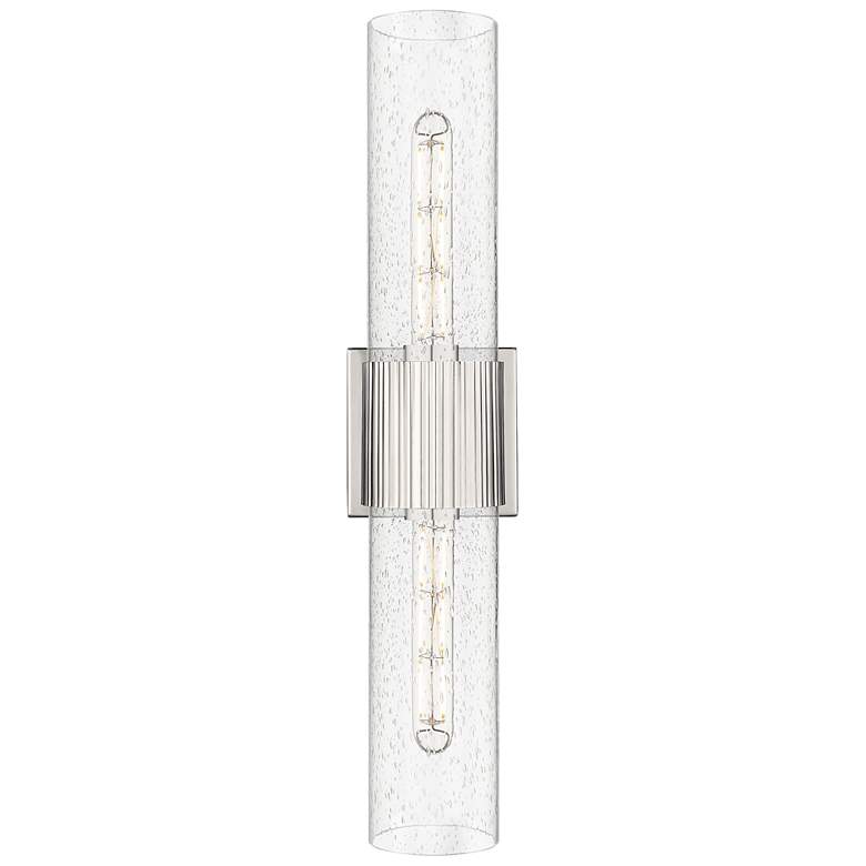 Image 1 Bolivar 4" Wide 2 Light Polished Nickel Bath Light With Seedy Glass Sh