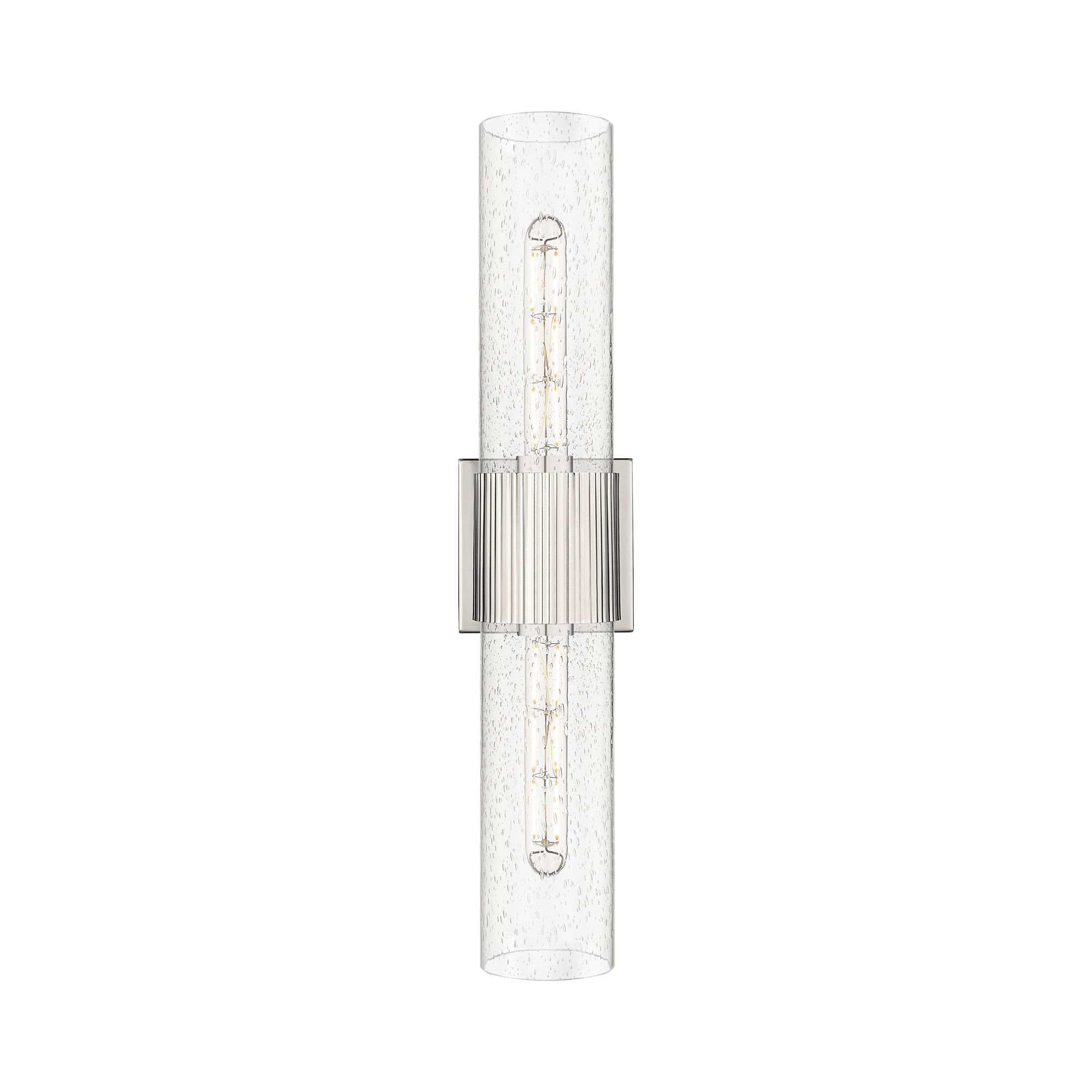 Image 2 Bolivar 4" Wide 2 Light Polished Nickel Bath Light With Seedy Glass Sh more views
