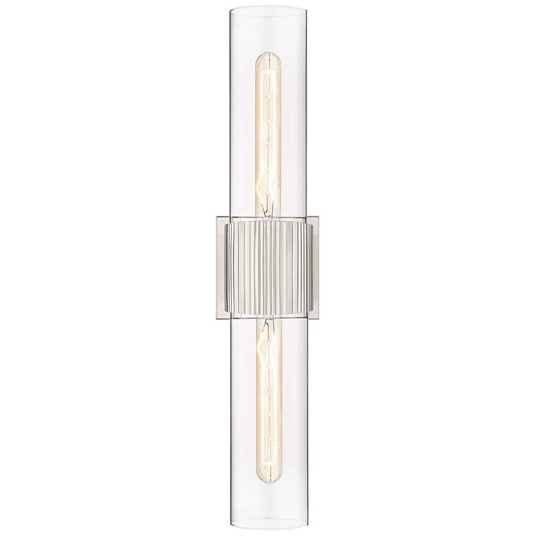 Image 1 Bolivar 4" Wide 2 Light Satin Nickel Bath Light With Clear Glass Shade