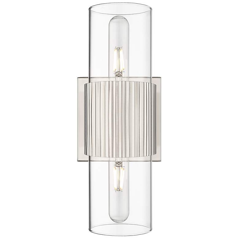 Image 1 Bolivar 4" Wide 2 Light Satin Nickel Bath Light With Clear Glass Shade