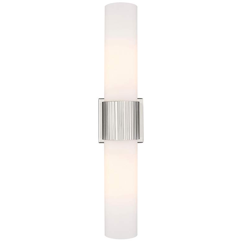 Image 1 Bolivar 4" Wide 2 Light Satin Nickel Bath Light With Matte White Shade