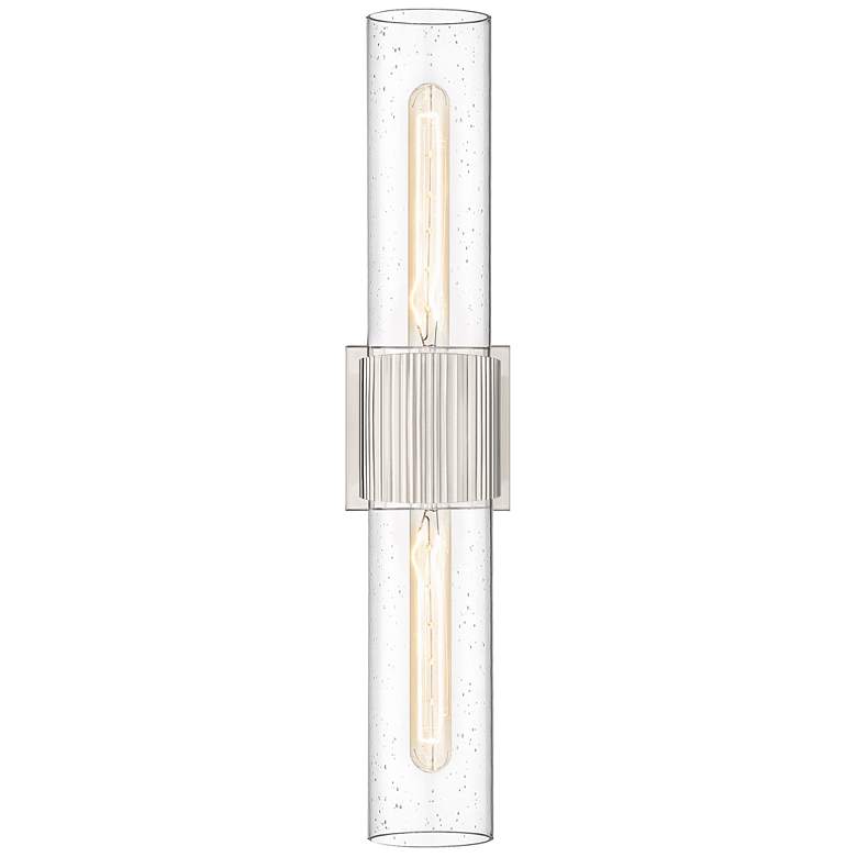 Image 1 Bolivar 4" Wide 2 Light Satin Nickel Bath Light With Seedy Glass Shade