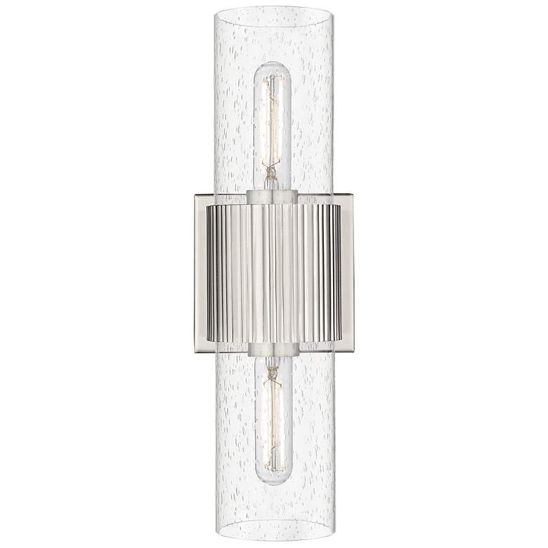 Image 1 Bolivar 4" Wide 2 Light Satin Nickel Bath Light With Seedy Glass Shade