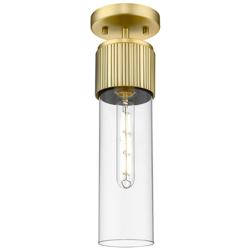 Bolivar 4" Wide Brushed Brass Flush Mount With Clear Glass Shade