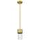 Bolivar 4" Wide Brushed Brass Stem Hung Pendant With Clear Glass Shade