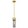 Bolivar 4" Wide Brushed Brass Stem Hung Pendant With Plated Smoke Shad