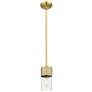 Bolivar 4" Wide Brushed Brass Stem Hung Pendant With Seedy Glass Shade