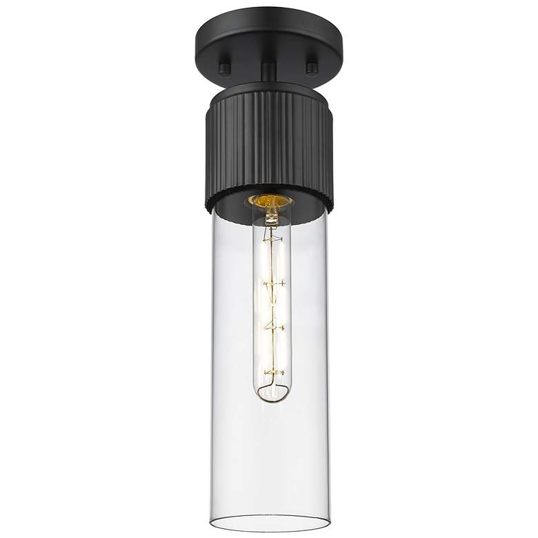 Image 1 Bolivar 4" Wide Matte Black Flush Mount With Clear Glass Shade
