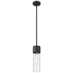 Bolivar 4&quot; Wide Matte Black Stem Hung Pendant With Clear Glass Shade