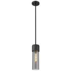 Bolivar 4&quot; Wide Matte Black Stem Hung Pendant With Plated Smoke Glass