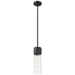 Bolivar 4&quot; Wide Matte Black Stem Hung Pendant With Seedy Glass Shade