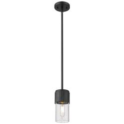 Bolivar 4&quot; Wide Matte Black Stem Hung Pendant With Seedy Glass Shade