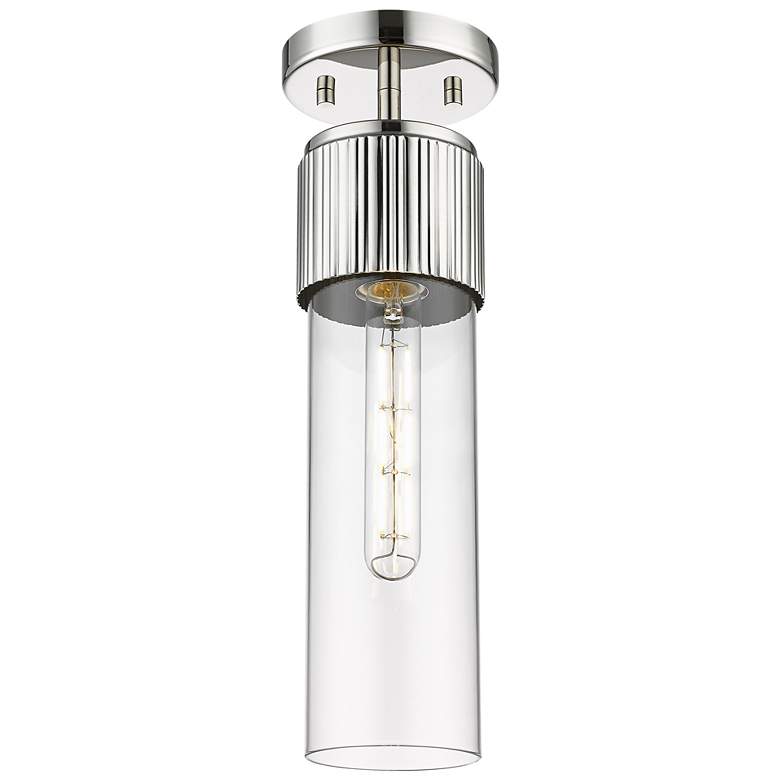 Image 1 Bolivar 4" Wide Polished Nickel Flush Mount With Clear Glass Shade