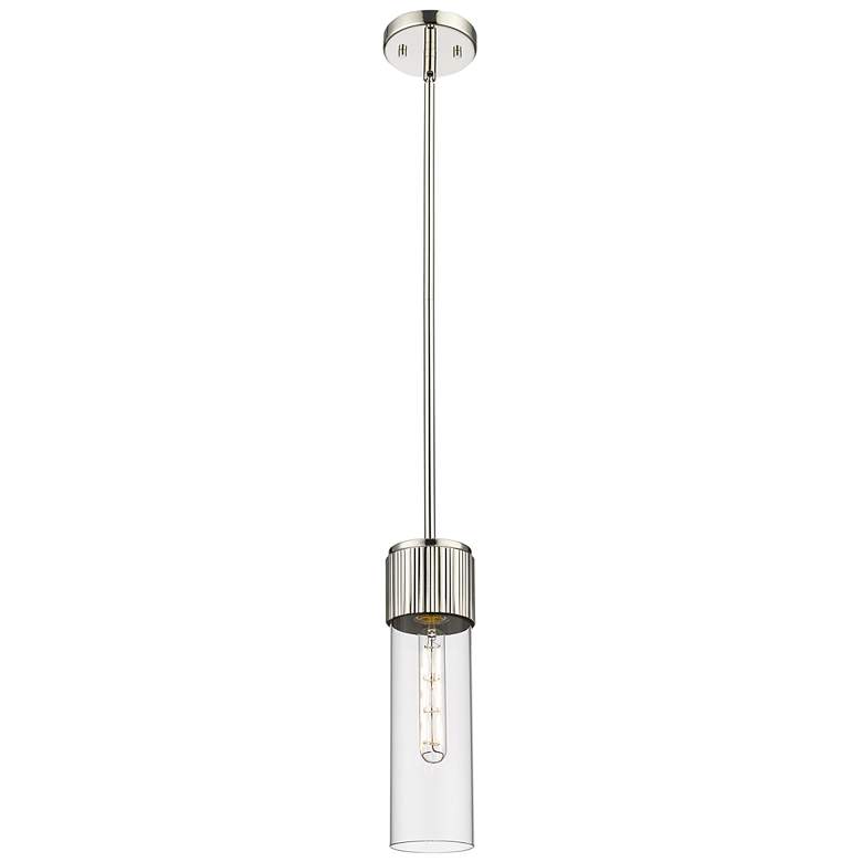 Image 1 Bolivar 4 inch Wide Polished Nickel Stem Hung Pendant With Clear Glass Sha